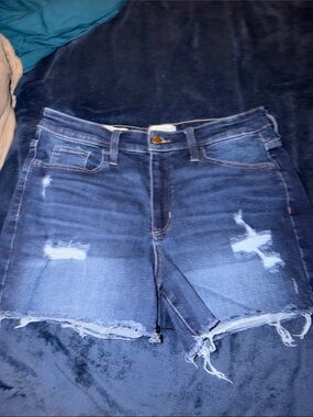 Women’s Distressed Denim Shorts - Dark Blue